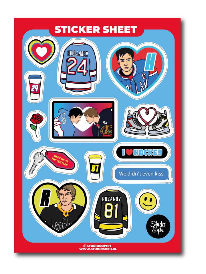 Planche d'autocollants A5 Hockey Romance pour la vente par Studio Soph (We Pay Your Import Fees - We Ship DDP)