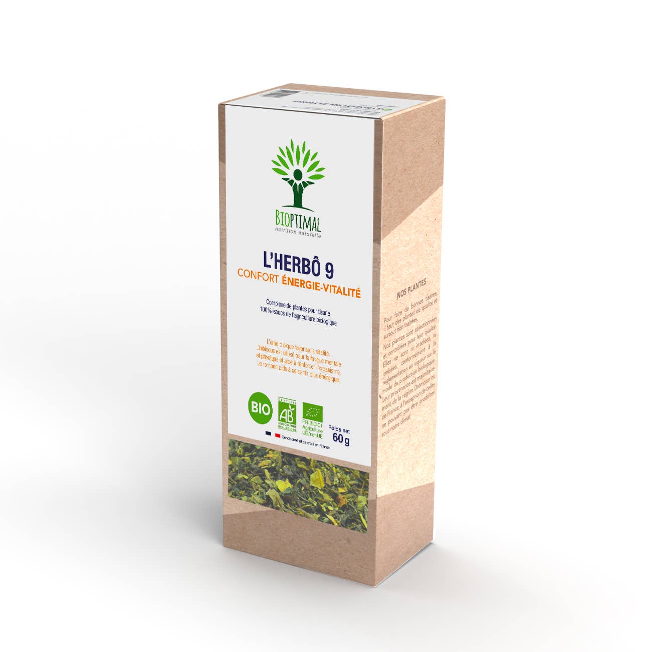 Bioptimal - Venta al por mayor Tés saludables/desintoxicantes - L'Herbô 9 Plantas para Infusión Herbal Bio Energía y Vitalidad 60 g