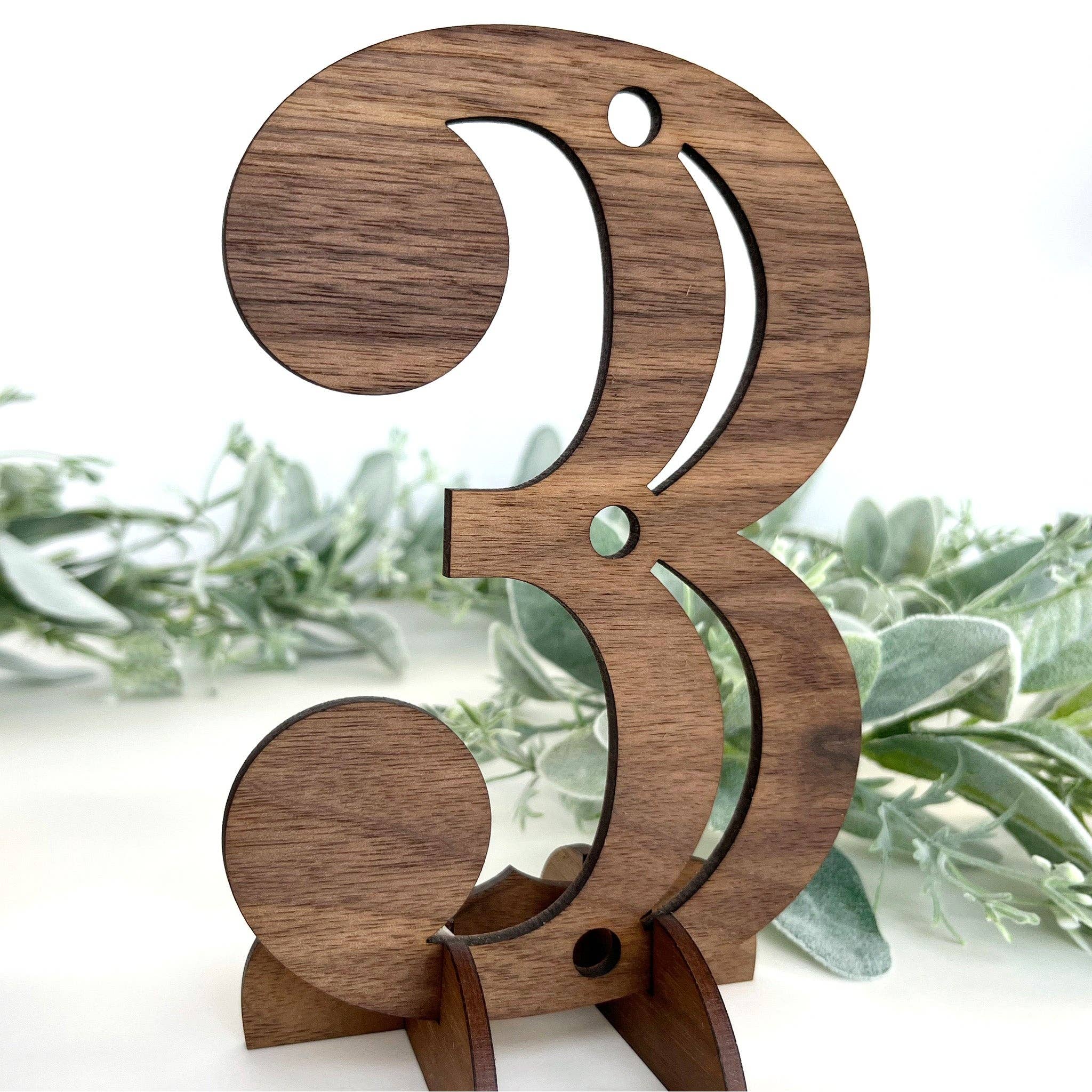 Inspired Indigo - Wholesale Decorative Tabletop Object - Wood Table Numbers with Stands - Contemporary Design3