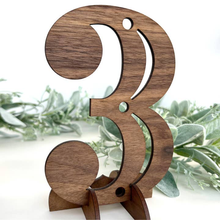 Inspired Indigo - Wholesale Decorative Tabletop Object - Wood Table Numbers with Stands - Contemporary Design3