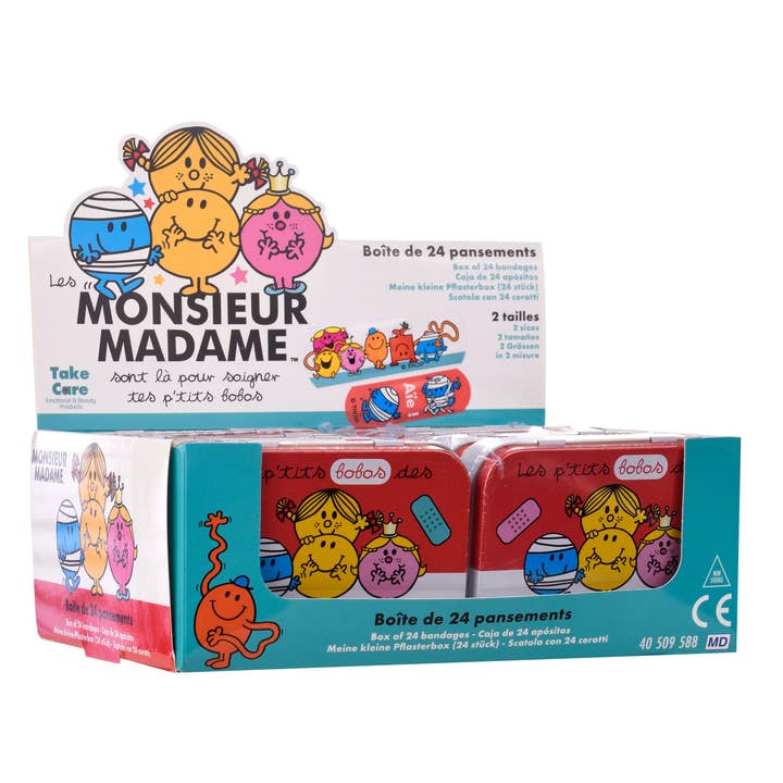 Takecare - Wholesale Bandaids/Bandages - Monsieur Madame - Metal Bandage Box (24 bandages)