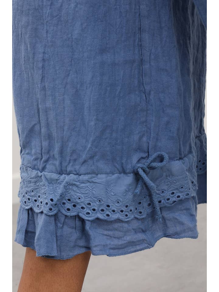 la maison des fibres naturelles - Wholesale Pants - Women's - Fancy eyelet embroidery trousers 9204 100% linen