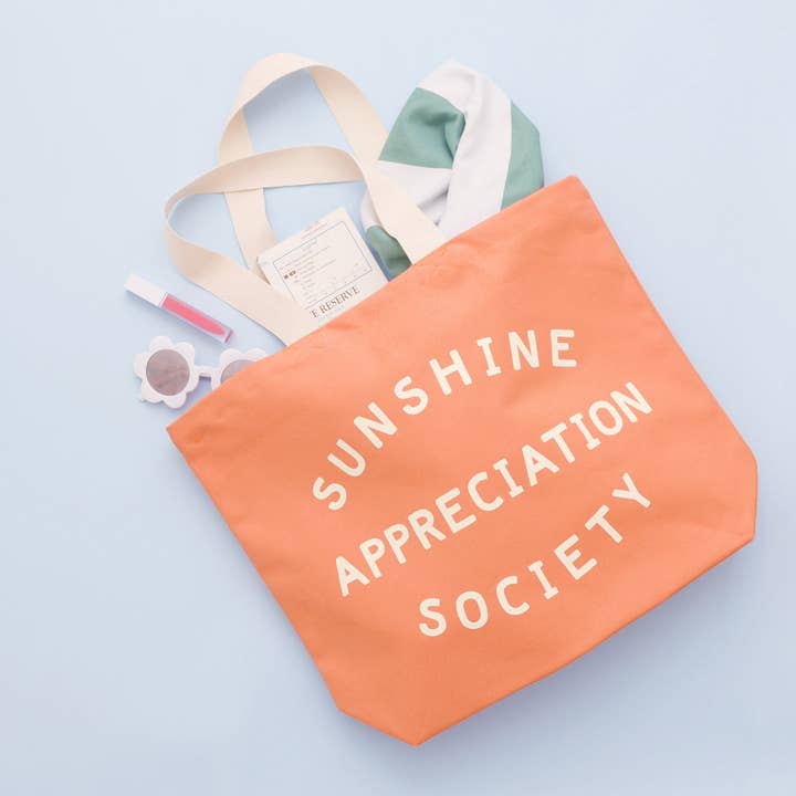 Alphabet Bags - Wholesale Tote Bag - Women's - Sunshine Appreciation Society - Peach Canvas Tote Bag