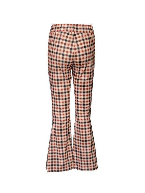 BROWN Flared Pants Plaid Pants Trousers for wholesale on Faire8