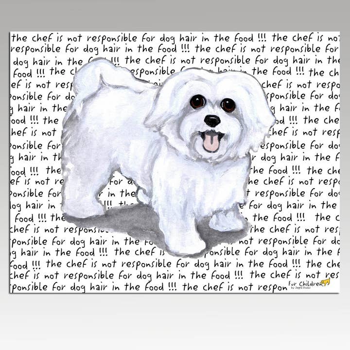 Maltese Puppy Clip Cutting Board for wholesale by Zeppa Studios