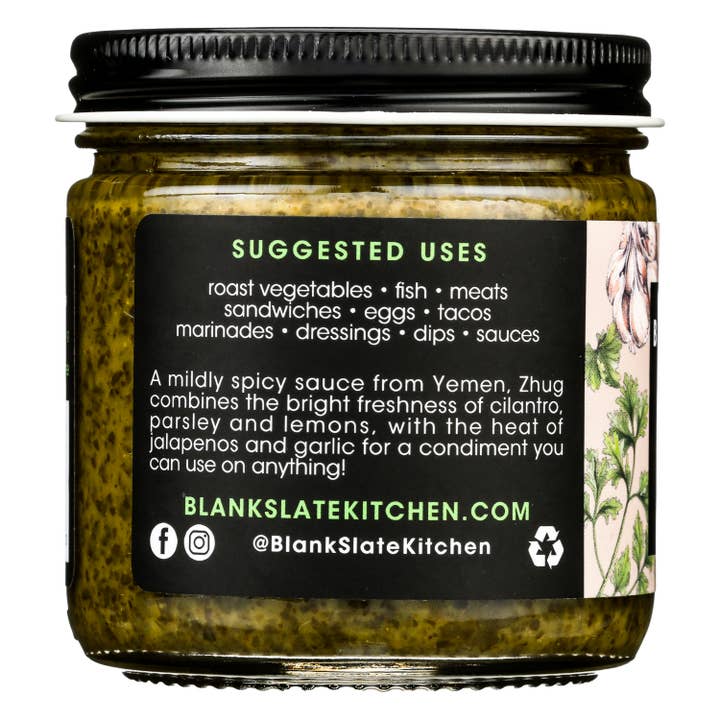 Blank Slate Kitchen - Wholesale Hot Sauce - Zhug - Herby Hot Sauce (Middle Eastern chimichurri)