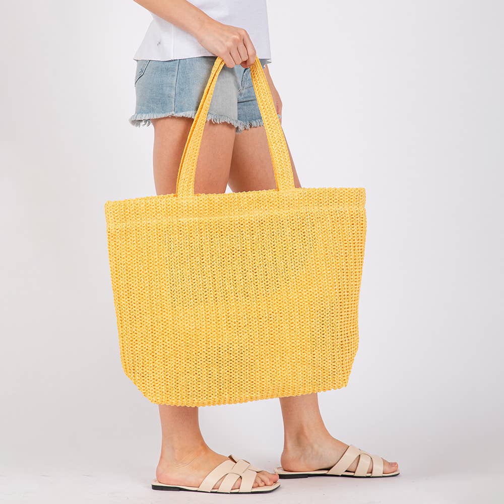Sensibling Corp. - Wholesale Beach Bag - Solid Crochet Straw Tote Bag / Beach Bag
30