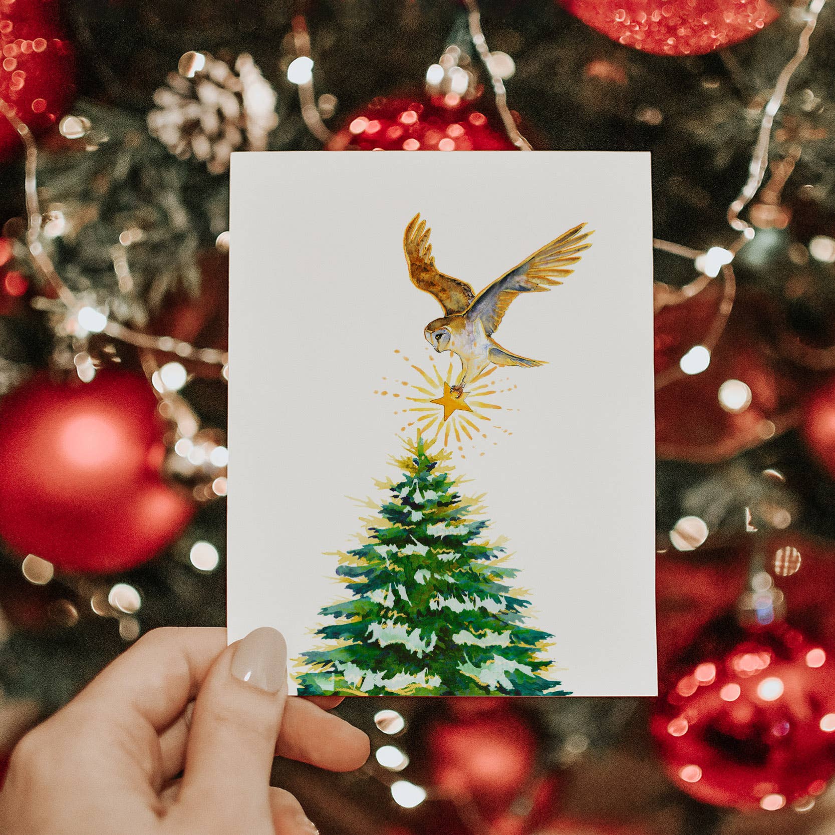 Liyana Studio - Wholesale Christmas Card - Owl Pine Tree - Christmas Card2