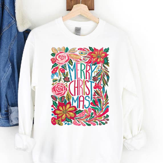 Merry Christmas Graphic Sweatshirt for wholesale by BB Subs and Screens