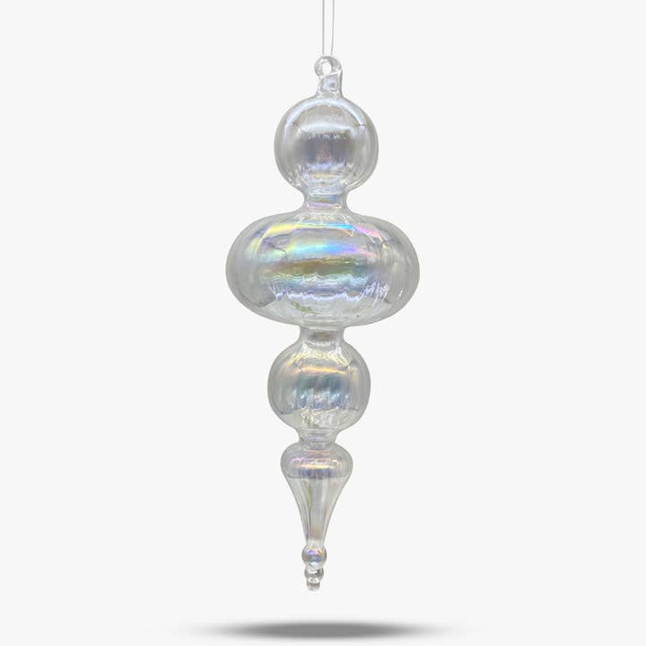 Ornement en verre avec embout clair triple ovale pour la vente par FancyFace Designs