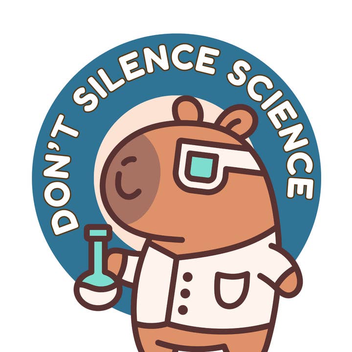 "Don't Silence Science" Capybara Die-Cut Sticker for wholesale by Jaala Spiro