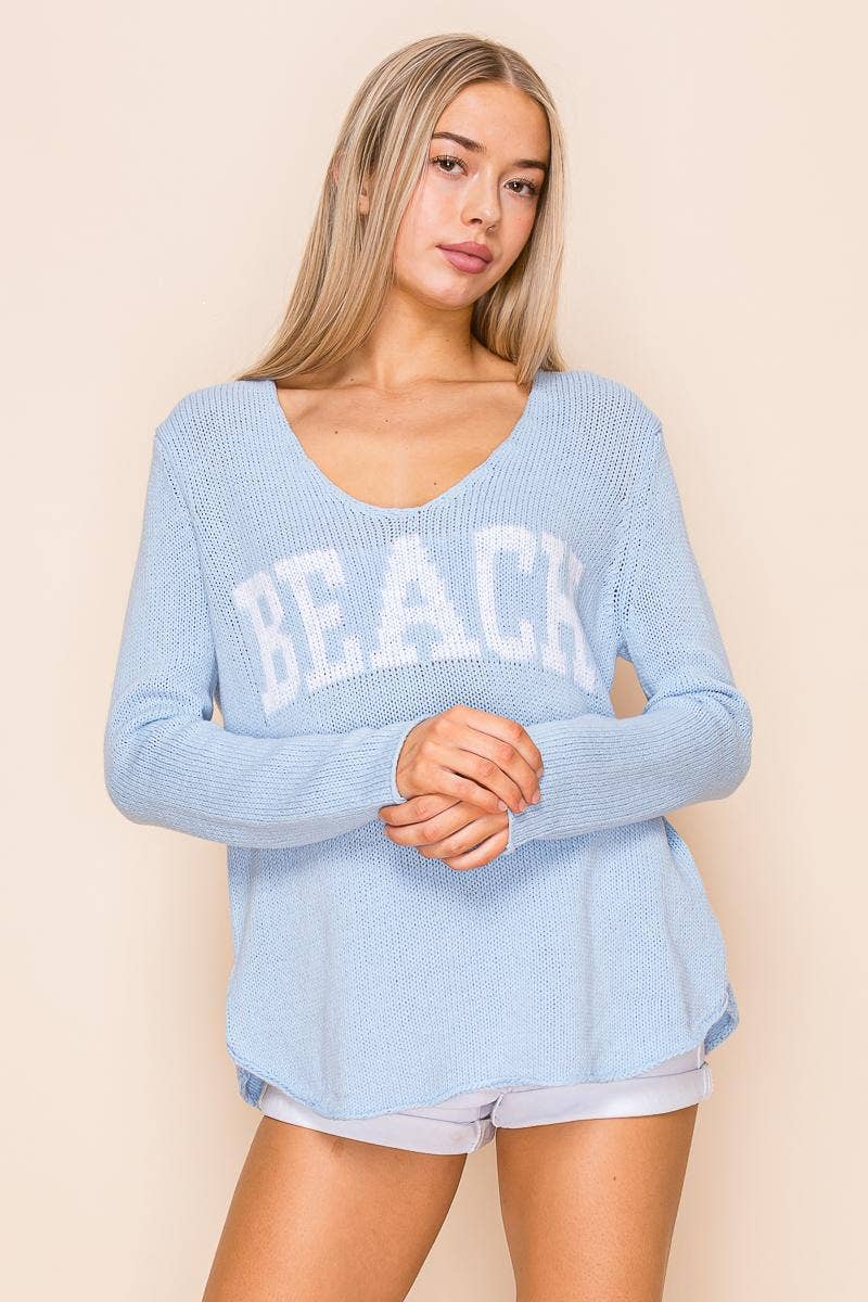 Ashley’s Clothing Design Inc. - Wholesale Knit Sweater - Women's - Soft lightweight beach sweatshirt with capital letters2