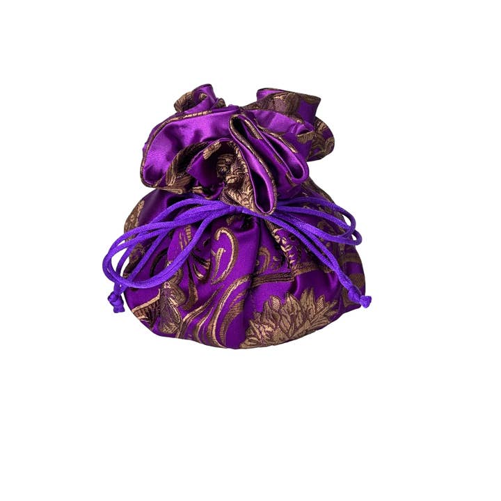Cathayana - Wholesale Jewelry Box/Organizer - Peony Brocade Drawstring Jewelry Pouch4