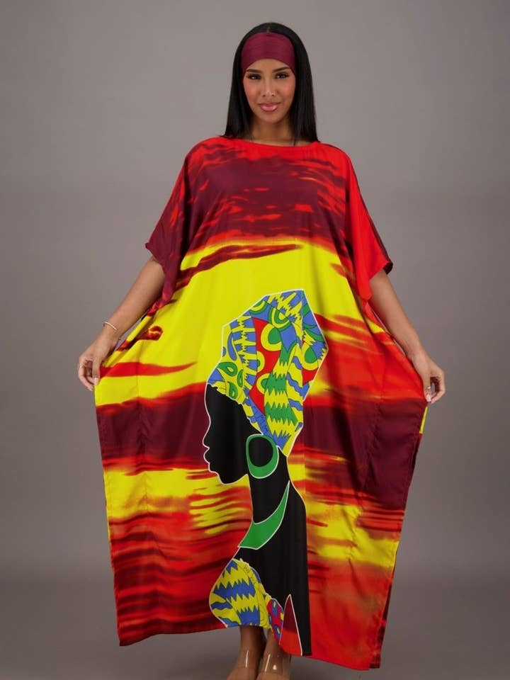 Vibrant Sunset African Print Kaftan KAF-42201 for wholesale by Advance Apparels