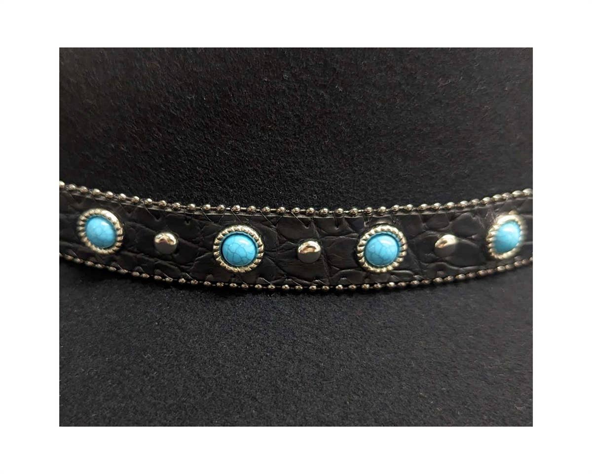 DNMC – wholesale Cowboyhatt - Dam – Australisk ullgamblerhatt + turkosa stenar8