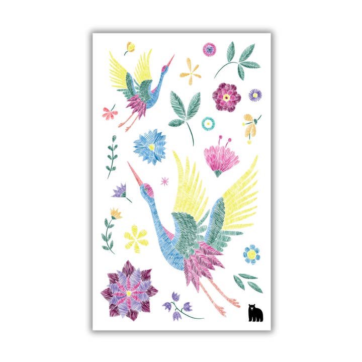 Grue brodée pour la vente par Four Bears Sticker Club