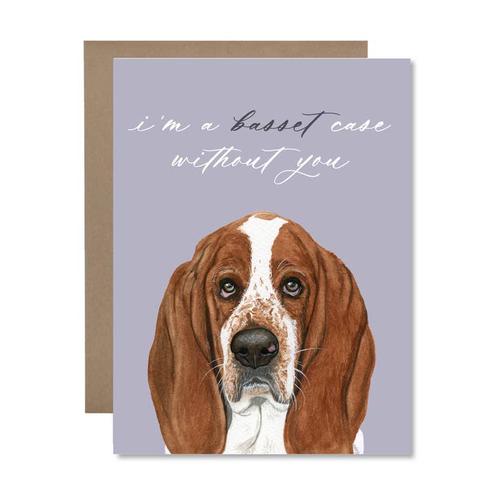 Carte de vœux Basset Hound Dog Pun pour la Saint-Valentin pour la vente par Studio Miller
