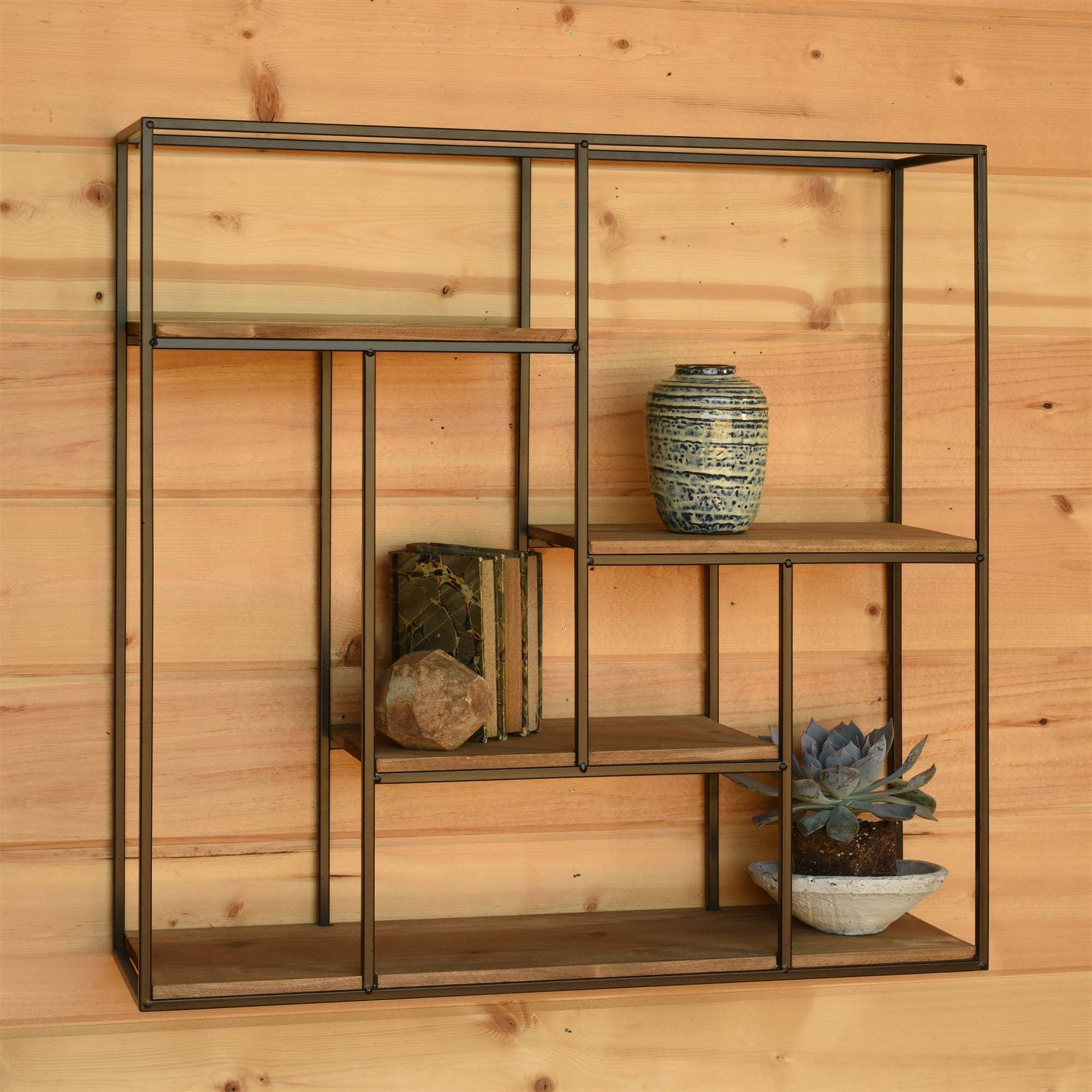 HomArt - Wholesale Wall Mounted Shelf - Mills Shelf, Wood and Iron - Black & Wood3