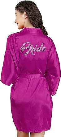 LA Merchandise - Wholesale Robe - Women's - La Merchandise LAB1800 Women's Satin Short Bridal Party Robe37