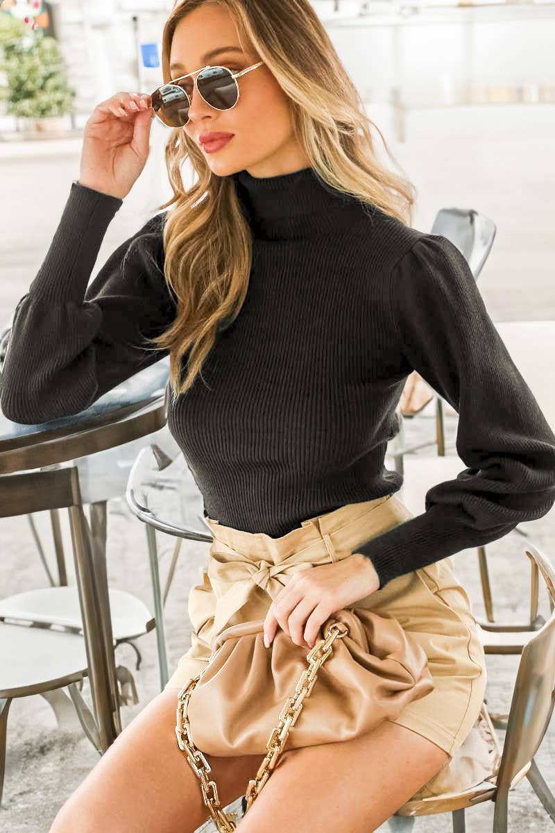 Vine & Love - Wholesale Knit Sweater - Women's - Extra Fine Merino Ribbed Turtle Neck Knitted Sweater VT7016131