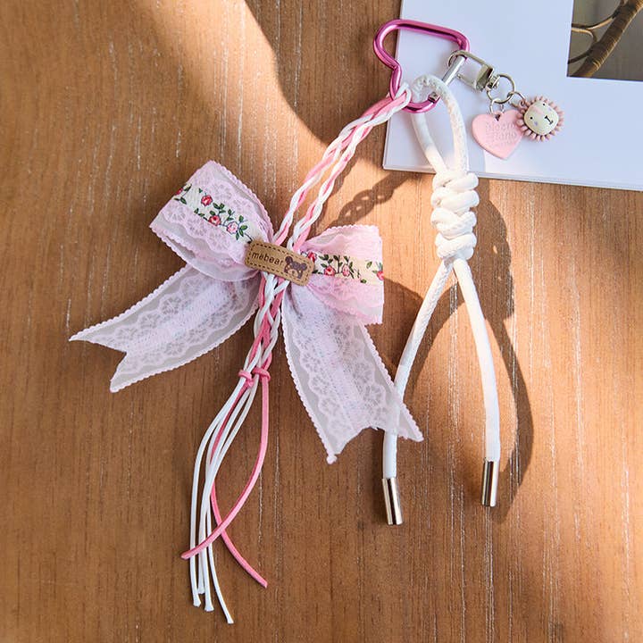 Dipped Shop - Wholesale Keychain - Women's - Cute Bow Star Braided Keychain Bag Charm DP25C7679