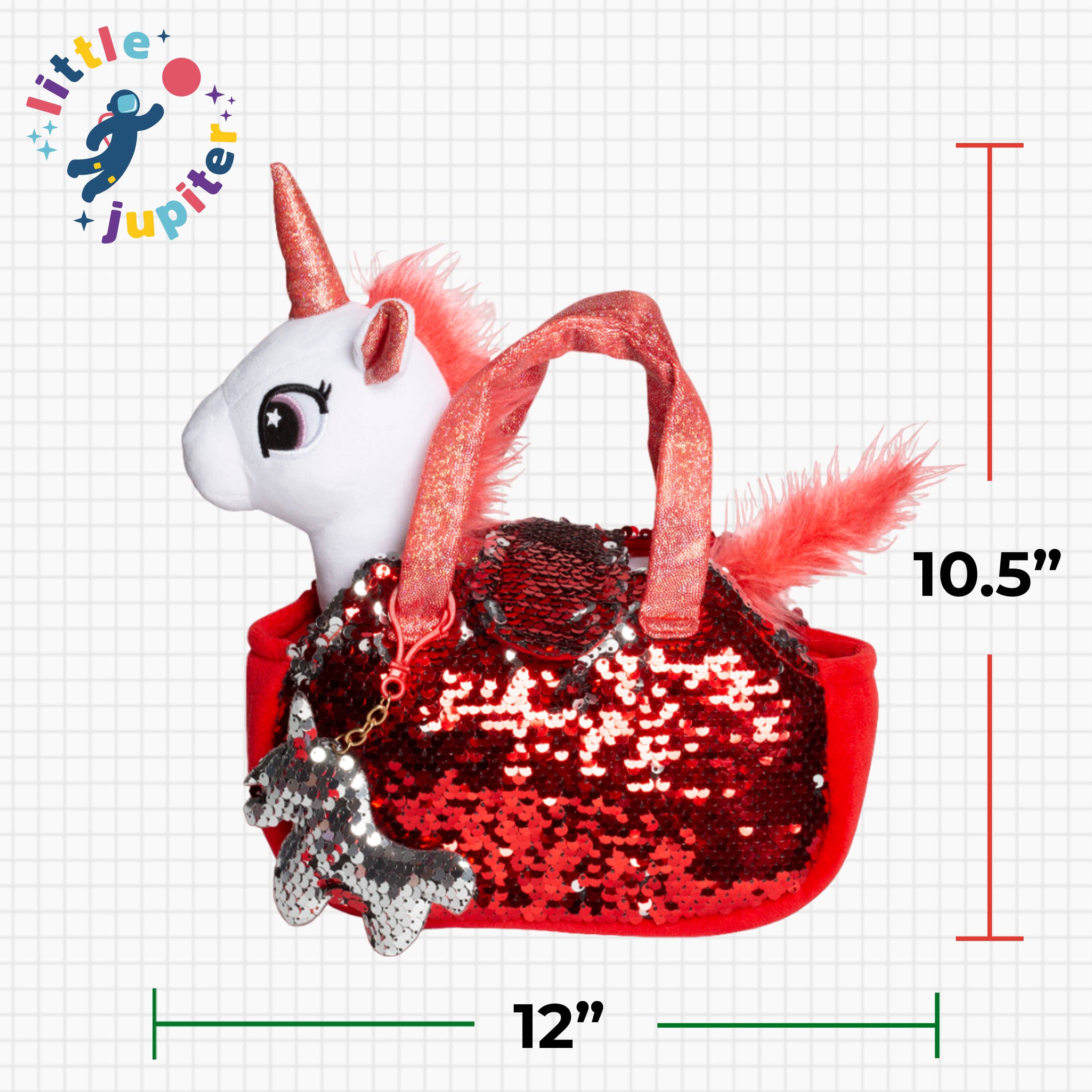 AYK Brand – wholesale Stuffed/plush toy – Kids & baby – Little Jupiter Pet Plush Set with Bag - White/Red Unicorn3