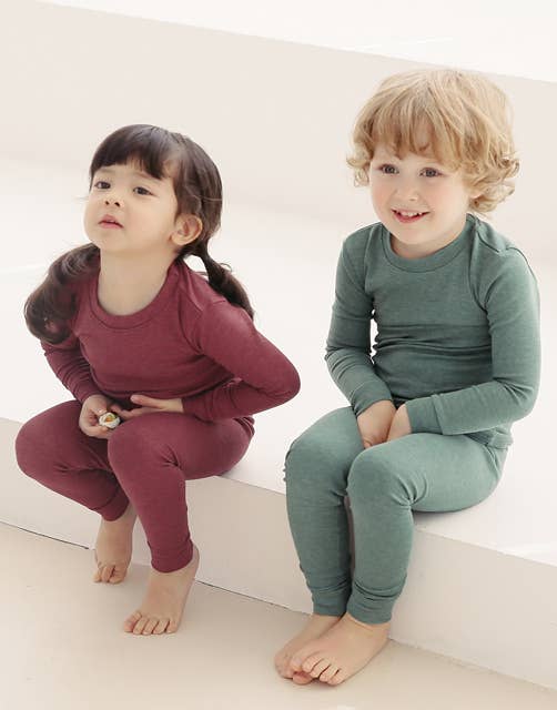 New Melange Red Long Sleeve PJs for wholesale on Faire6
