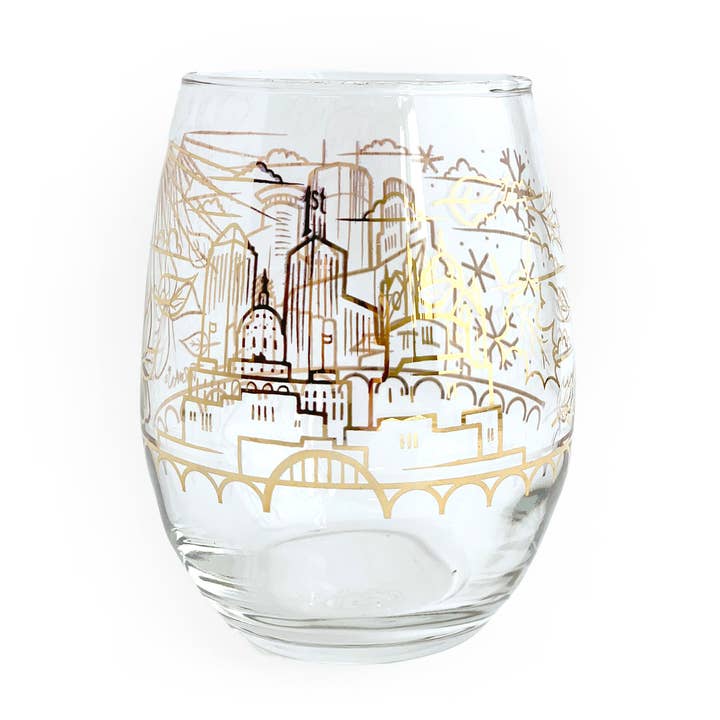 Verre à vin Skyline Gold Foil pour la vente par Adam Turman Artwork Co