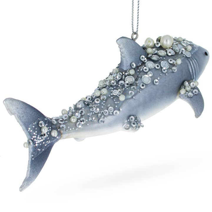 BestPysanky - Wholesale Ornament - Beaded Shark Glass Ornament2