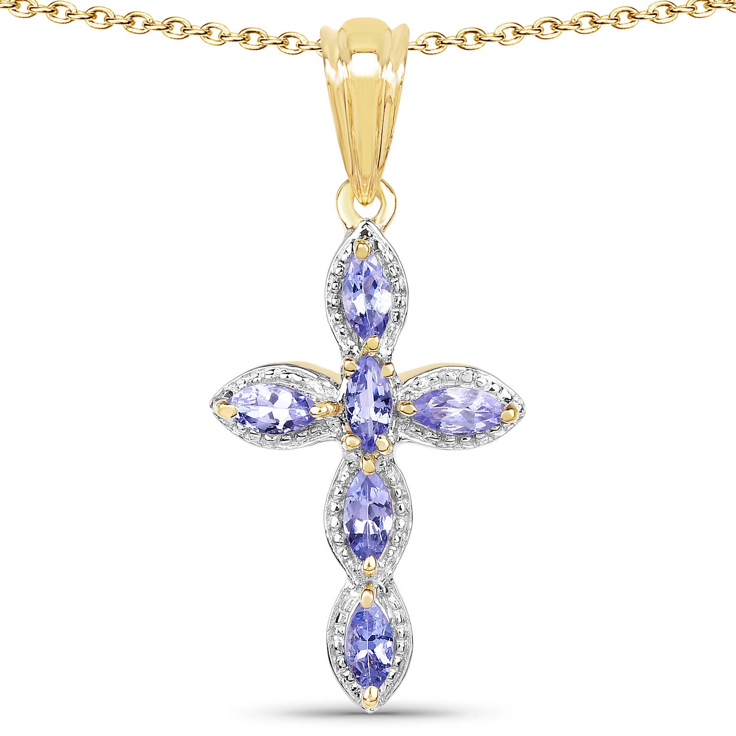 Quintessence Jewelry – wholesale Pendant/charm necklace – Tanzanite Pendant, Natural Tanzanite Cross Pendant Necklace3