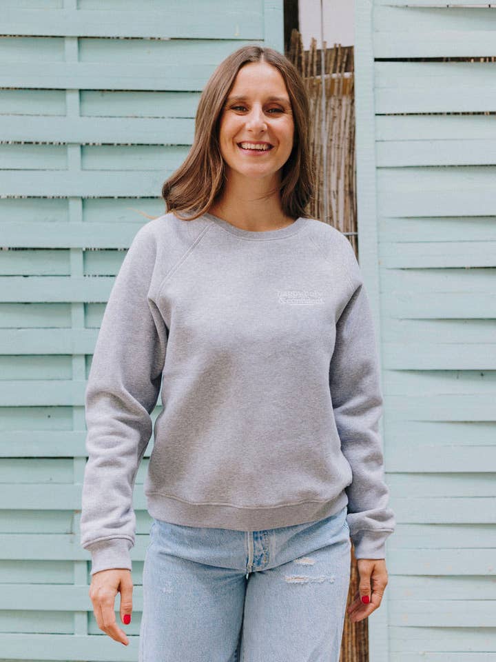 Sudadera Happy Holy & Confident - Gris/Rosa para venta al por mayor de Rock on and Namaste