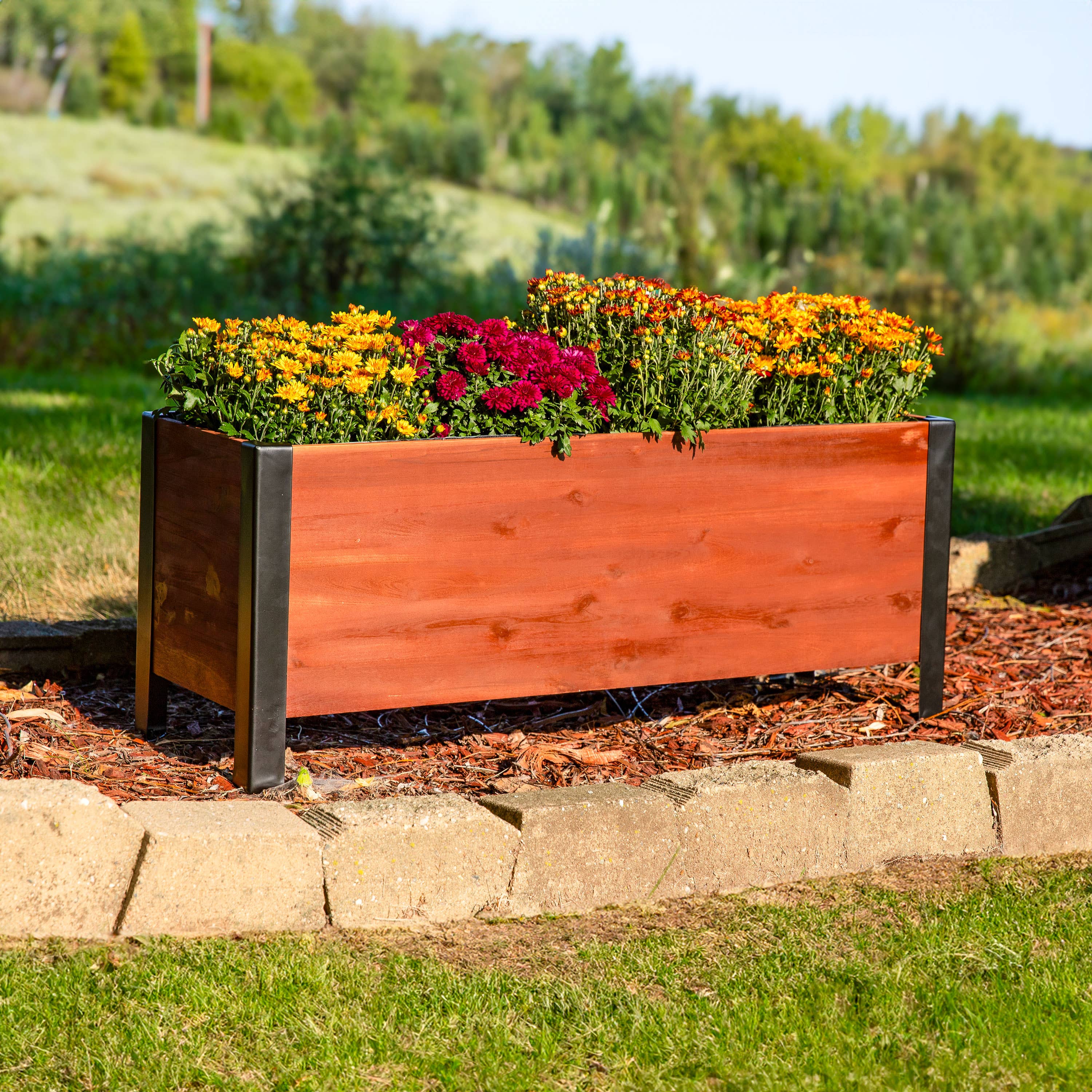Sunnydaze Decor - Wholesale Planter Box - Acacia Wood Raised Garden Bed with Liner - 14.75" H - Brown4