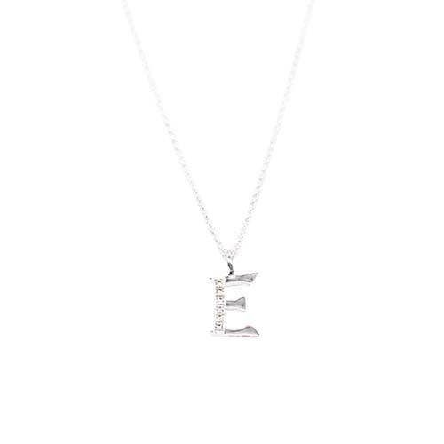 ST CZ SILVER LETTER 'E' NL for wholesale by Fabienne