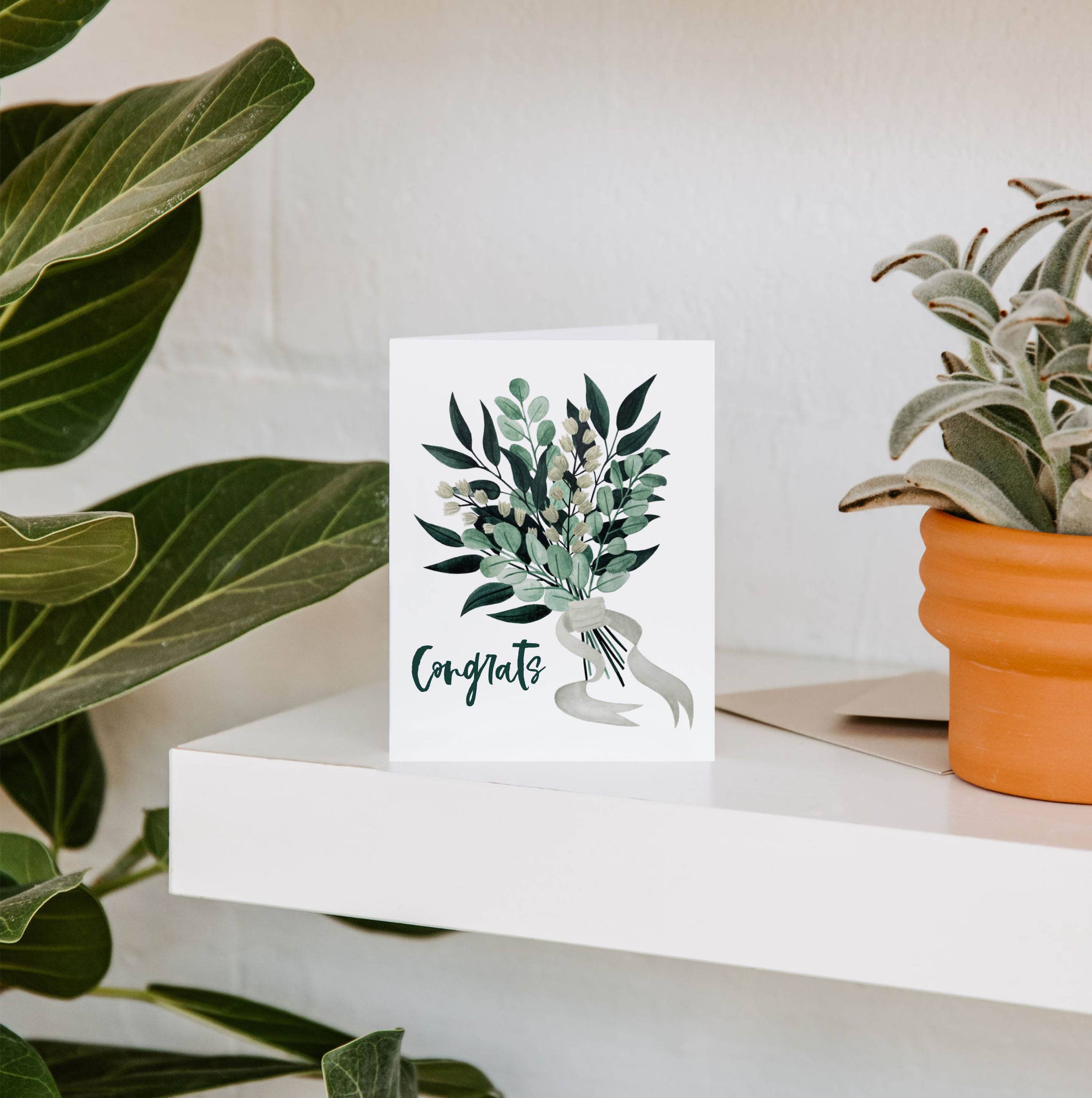 Paper Anchor Co. - Venta al por mayor Tarjetas de boda - Tarjeta de felicitación Congrats Wedding Bouquet | Enhorabuena1