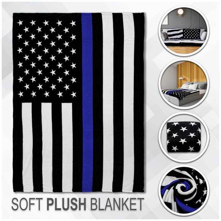 Flags Importer - Wholesale Throw Blanket - Thin Blue Line Soft Plush 50x60in Blanket9