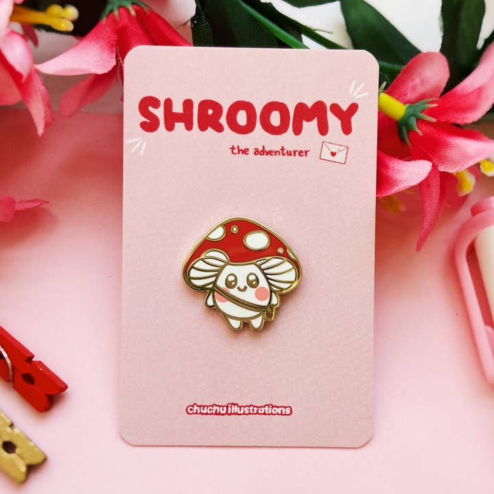 Shroomy eventyrer Emalje Pin for engroshandel hos Chuchu Illustrations