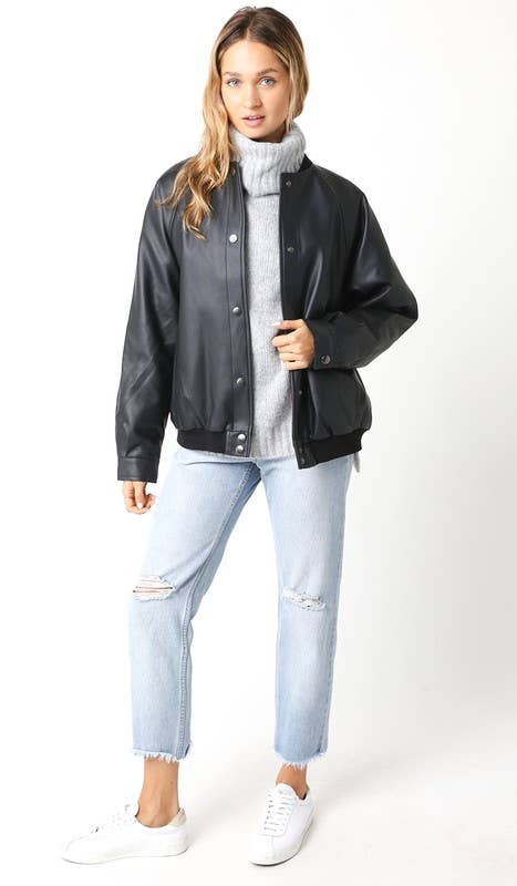 Black Harlow Bomber Jacket for wholesale on Faire5