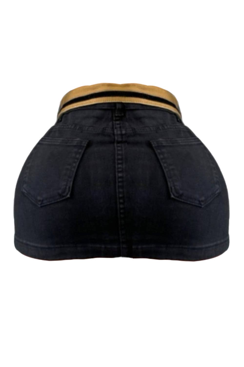NS7004A Jet Black Denim Mini Skirt with Collar Detail for wholesale on Faire1