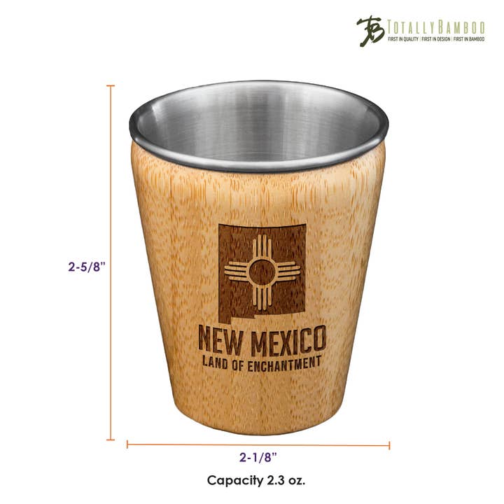 Totally Bamboo - Vente Verre à shooter - Verre à shot gravé du Nouveau-Mexique, bambou et acier inoxydable2