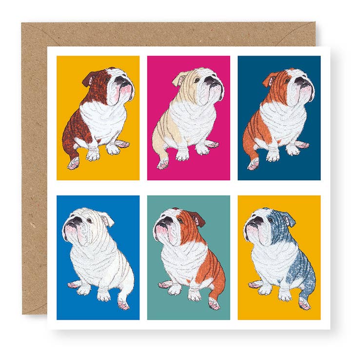 Whiskers English Bulldog for wholesale by Jane Buurman Handmade (Greetings Cards)