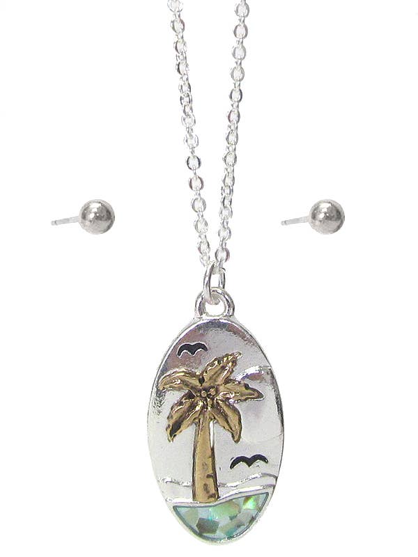 ( Y143 ) CONJUNTO DE COLLAR CON COLGANTE DE ABULÓN SEALIFE para venta al por mayor de Jewelry Max