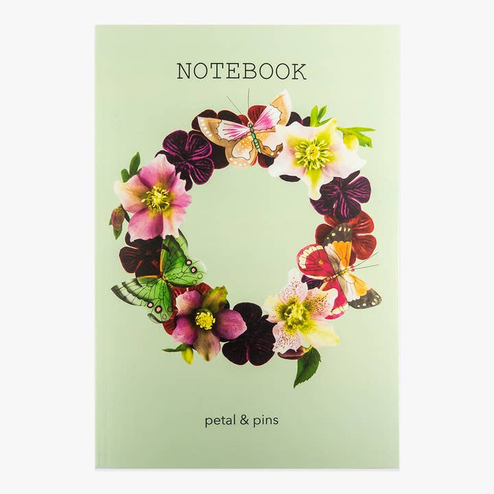 Butterfly Garland Floral Notebook - Pistachio for wholesale by petal & pins