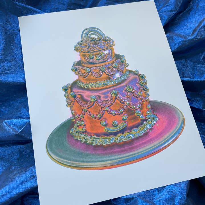 Alex Luciano - Wholesale Art Print - Chrome Cake 11x14" riso print