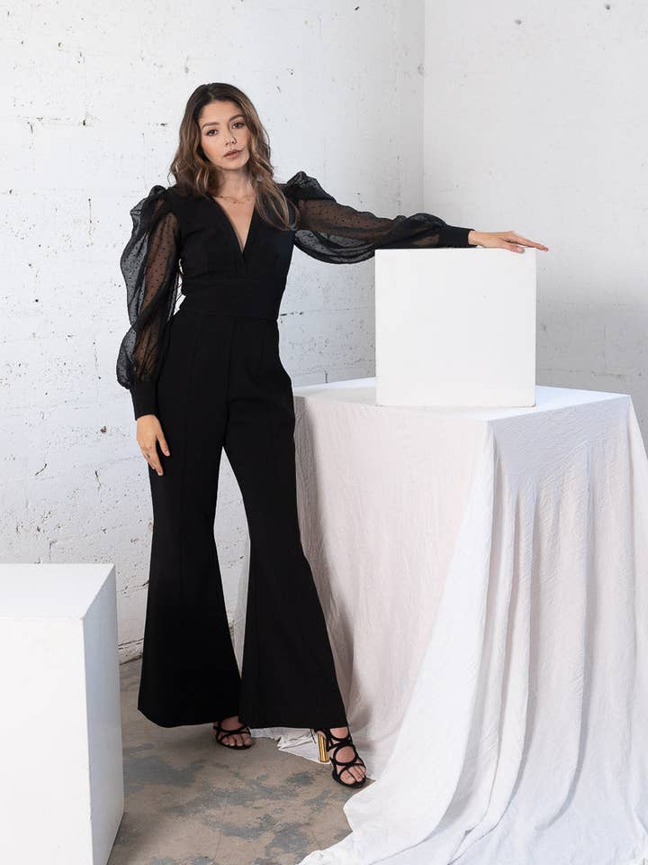 Carlota Black Jumpsuit for engroshandel hos Manifiesto