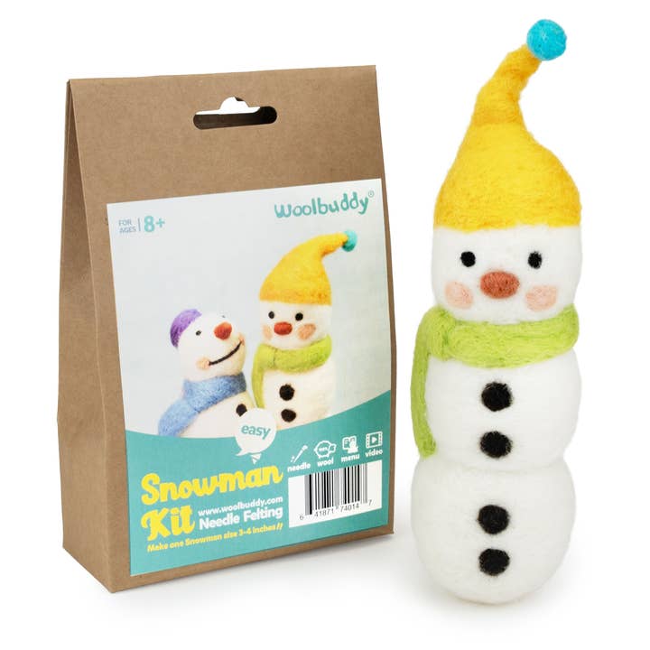 Kit de feutrage à aiguille DIY - Bonhomme de neige pour la vente par Woolbuddy