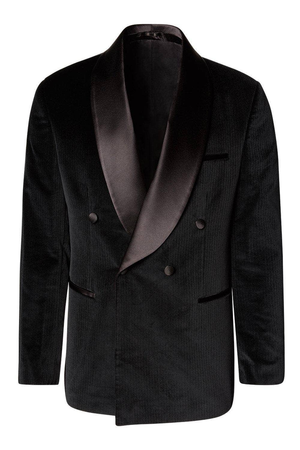 Men's Double Breasted Tuxedo - Black Velvet for wholesale on Faire7