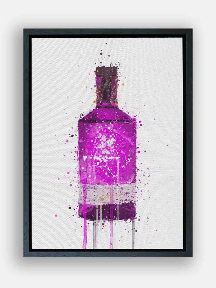 Premium canvas Gin-fles met muurkunstprint 'magenta' voor wholesale door We Love Prints