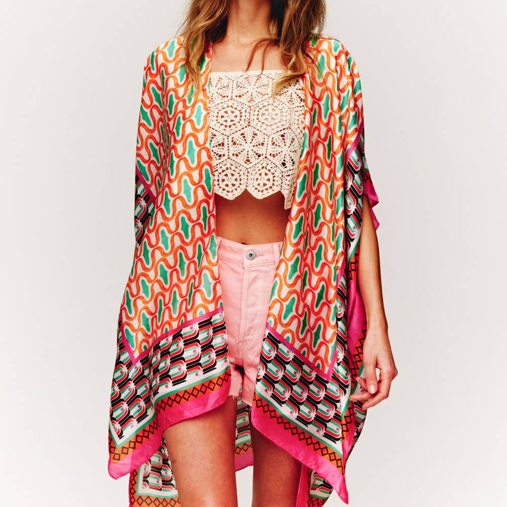 JOIA ACCESSORIES - Vente Kimono – femme - KIMONO EN SOIE IMPRIMÉ MULTICOLORE, BAAP 251321