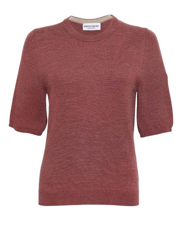 Genevieve Sweeney - Wholesale Knit top – Women's - Quin Merino Wool Knitted T-shirt Pink0