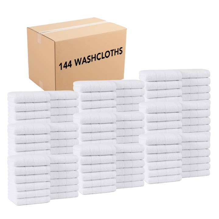 Arkwright Home - Wholesale Wash Cloth - Family Essentials Cotton Washcloths (Bulk Case of 144) 12x12